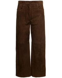 Max Mara - 'ontario' High-waisted Jeans With Concealed Fastening In Suede - Lyst