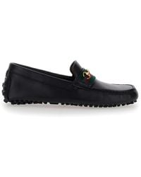 Gucci - Ayrton Webbing-trimmed Horsebit Leather Driving Shoes - Lyst