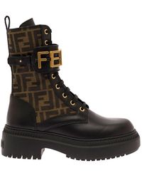 Fendi - And Biker Boots With Logo Lettering Detail - Lyst