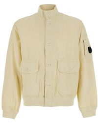 C.P. Company - Jacket With High Collar And Logo Plate On The Sleeve - Lyst