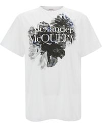 Alexander McQueen - Crewneck T-Shirt With Graphic And Logo Print I - Lyst