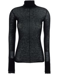 Elisabetta Franchi - High-Neck Long-Sleeve Top Tech Fabric Polyamide - Lyst