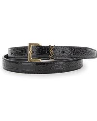 Saint Laurent - Fine Belt With Cassandre Detail - Lyst