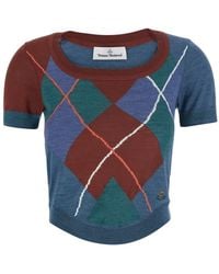 Vivienne Westwood - Wool Crop Top With Argyle Motif - Lyst