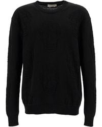 McQueen - Skull Motif Cotton Sweater - Lyst