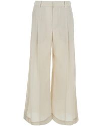 Brunello Cucinelli - Wide Leg Pants With Monil Detail On The Back - Lyst