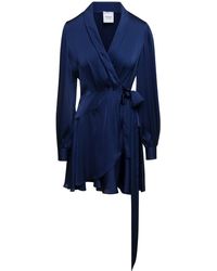 Plain - Mini Satin Wrap Dress With Long Sleeves - Lyst