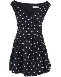 Self-Portrait - Dress With All-Over Polka Dot And Flared Skirt - Lyst