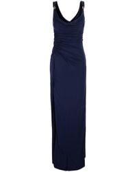 Versace - Long V-Neck Dress Viscose - Lyst