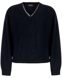 Fabiana Filippi - V-Neck Sweater With Ribbed Edges - Lyst
