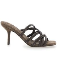 Brunello Cucinelli - Heeled Mules Suede - Lyst