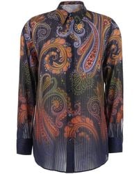 Etro - Shirt With Classic Collar And Paisley Motif All-Over I - Lyst