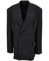 Balenciaga - 'Barathea' Double-Breasted Jacket With Tonal Buttons - Lyst