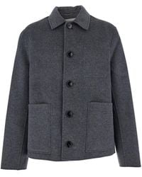 Ami Paris - Giubbotto Con Revers Classici E Chiusura Con Bottoni - Lyst