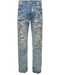Purple Brand - Light Wrinkled Jeans With Rips And Paint Stains - Lyst