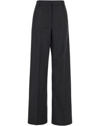 Plain - High Waist Pants With Check Motif - Lyst