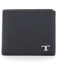 Tod's - Bifold Wallet With Metal T Logo Plate On The Front - Lyst