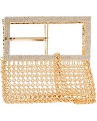 Silvia Gnecchi - 'downtown Bag' Gold-colored Shoulder Bag With Maxi Buckle In Metal Mesh - Lyst