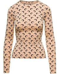 Marine Serre - Crewneck T-Shirt With All-Over Crescent Moon Print - Lyst