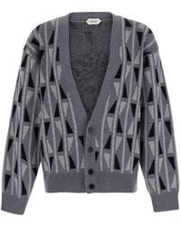 Versace - Sweater With Leather Medusa Front Cotton Blend Top - Lyst