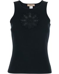 Twinset - Sleeveless Top With Tone-On-Tone Floral Embroidery On The Fron - Lyst