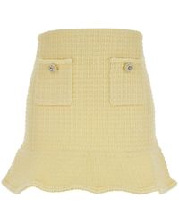Self-Portrait - Mini Skirt With Flounce And Jewel Buttons - Lyst