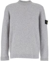 Stone Island - Maglione Girocollo Con Patch Logo Sulla Manica E Lavorazi - Lyst