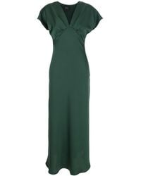 Le Plain - Long Dress With V-Neck And Ruffles On The Front - Lyst