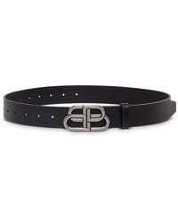 Balenciaga - Leather Belt With Bb Buckle - Lyst
