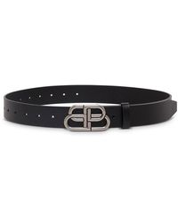 Balenciaga - Leather Belt With Bb Buckle - Lyst