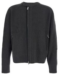 Tonywack - Crew Neck Cardigan With Ribbed Design - Lyst