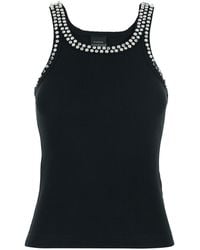 Pinko - Ribbed Knit Sleeveless Top With Stud Embellishments And In - Lyst