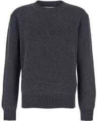 Ami Paris - Crew-Neck Sweater With Ribbed Trims - Lyst