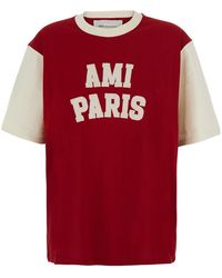 Ami Paris - T-Shirt With Embroidered Logo On The Front - Lyst