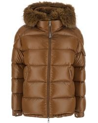 Moncler - 'Hypolais' Down Jacket With Removable Fur Hood And Logo - Lyst