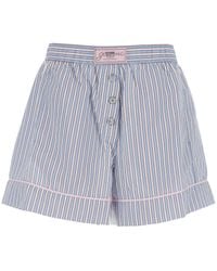 Ganni - Shorts With Logo Patch On The Front And All-Over Striped Motif - Lyst