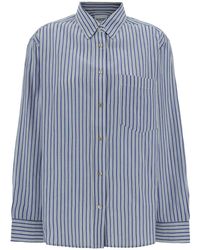 Isabel Marant - 'esola' Blue Shirt With Stripe Motif In Cotton Woman - Lyst