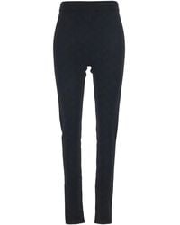 Gucci - Leggings Neri Con Vita A Coste E Ricamo Gg All-Over - Lyst