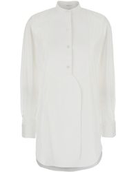The Row - 'Evette' Shirt With Mandarin Collar And Curved Hem - Lyst