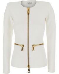 Elisabetta Franchi - Cardigan V-Neck Tech Fabric Tops - Lyst