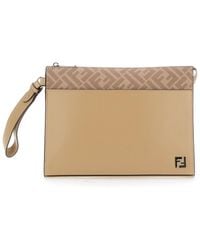 Fendi - Cltuch With Ff Motif And Ff Logo Plaque - Lyst