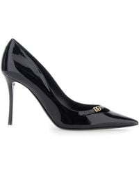 Dolce & Gabbana - Dolce & Gabbana High-Heeled Pumps With Logo Plaque On The Front - Lyst