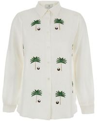 BENARAS BY CITRUS - Shirt With Classic Collar And Palm Embroidery - Lyst