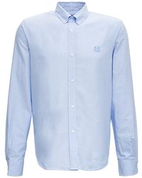 KENZO Light E Cotton Shirt With Logo - Blue
