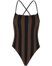 Fendi - And One-Piece Swimsuit With Ff And Stripe Motif - Lyst