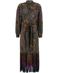Etro - Midi Dress With Classic Collar And All-Over Paisley Motif I - Lyst