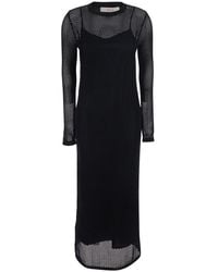 Jucca - Long Dress With Long Sleeves And Perforated Details - Lyst