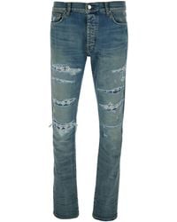 Amiri - Jeans 'Ma Quand' Con Dettagli Strappati Sul Fronte E Patch Logo - Lyst
