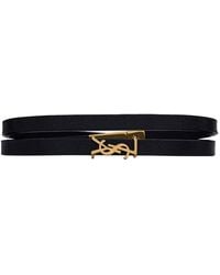 Saint Laurent - Double Wrap Bracelet, Grained Leather Lamb Bracelets - Lyst