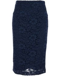 Le Plain - Midi Skirt With Lace Design And Back Vent - Lyst
